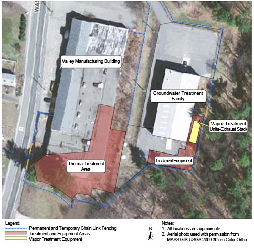 Aerial view of the thermal treatment area.